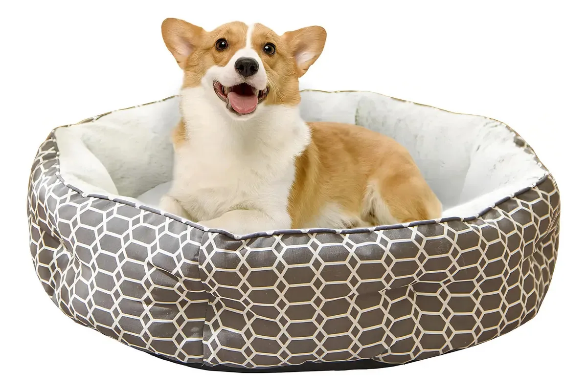 Camas médias para cães pequenos de até 30 libras, Co. Cor: Round-Grey-XL