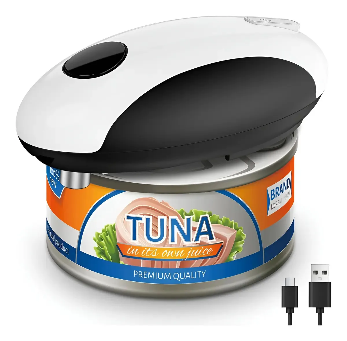 Abridor de latas elétrico USB ultra silencioso e automático