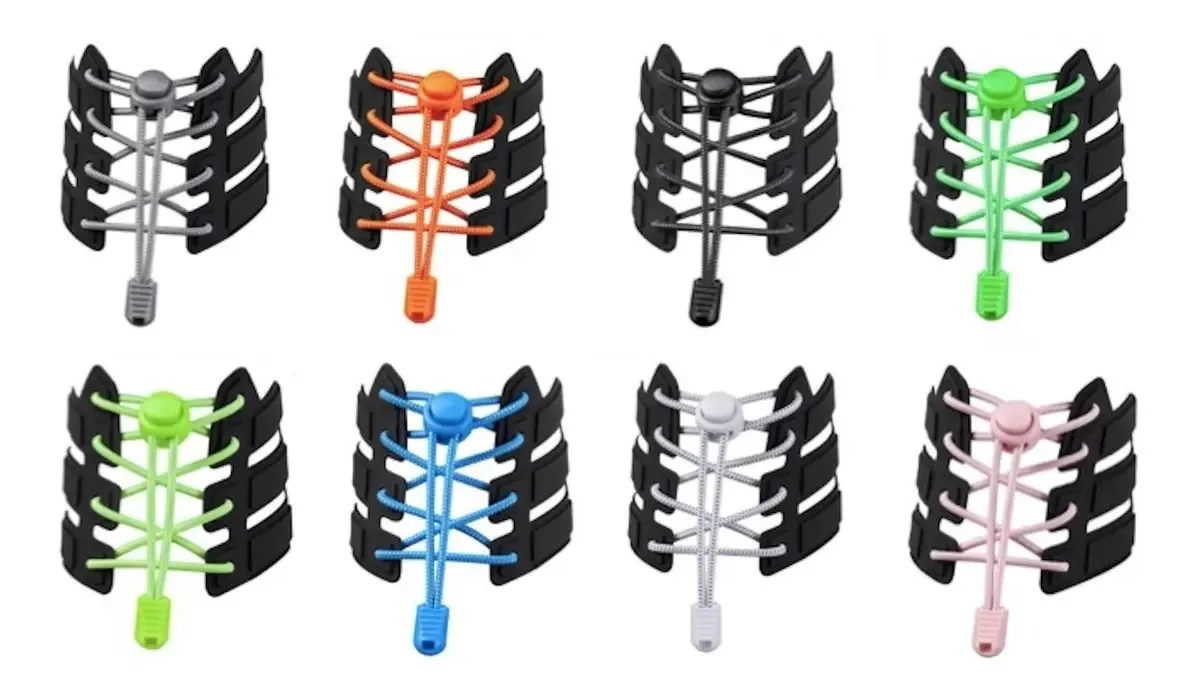 Tiras elásticas. Cadarços para crianças e adultos. 2 pares de cores preto - preto
