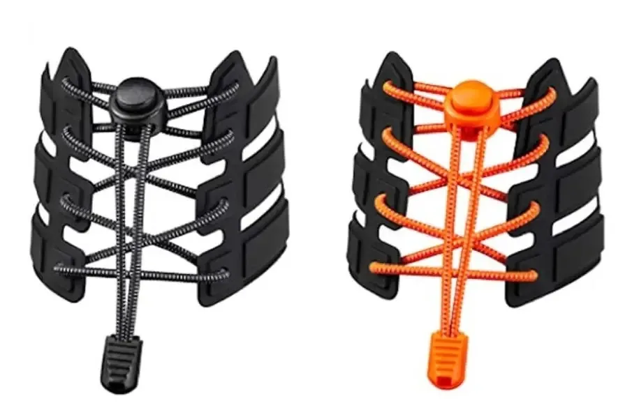 Tiras elásticas. Cadarços para crianças e adultos. 2 pares de cor preta - laranja