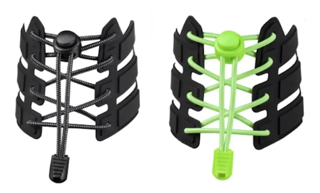 Tiras elásticas. Cadarços para crianças e adultos. 2 pares de cores preto - verde