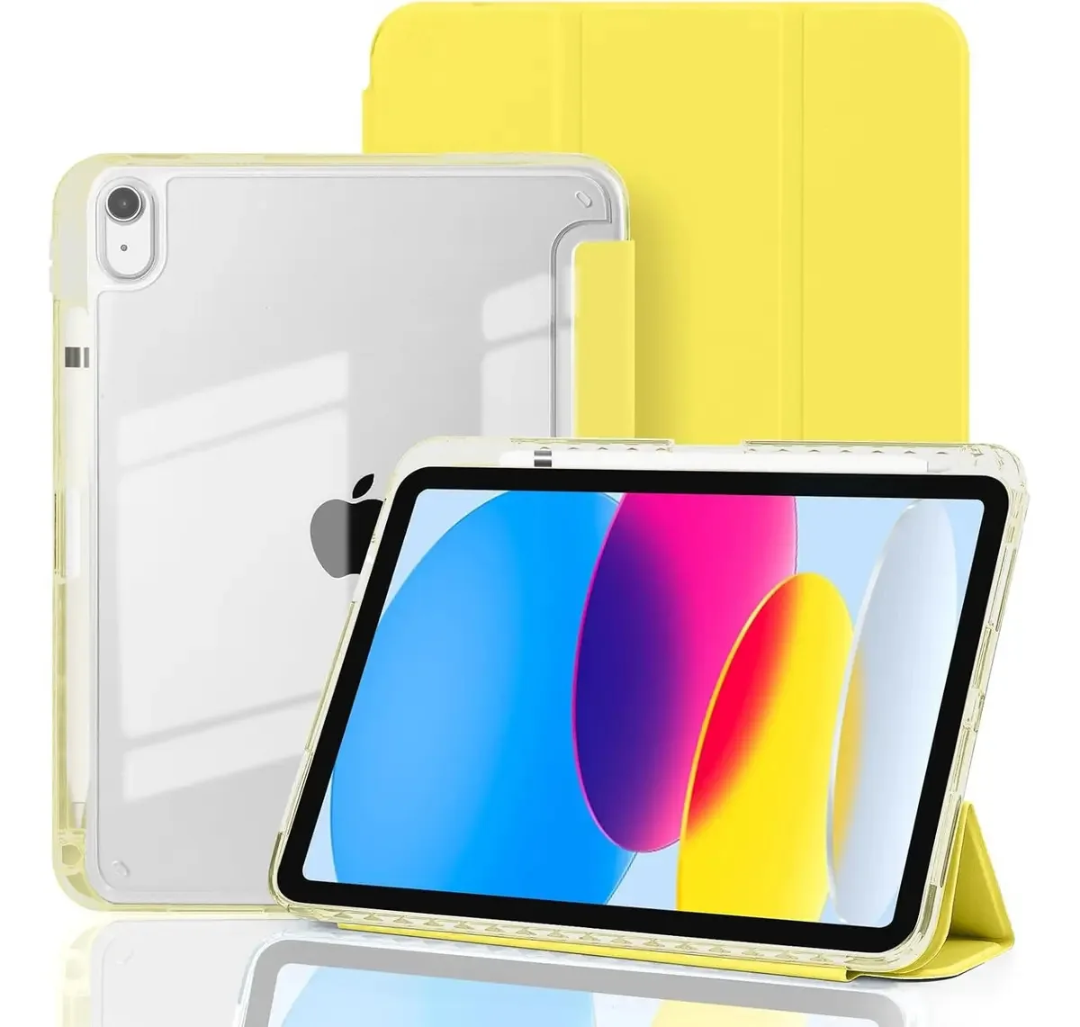 2 microfones e capa para iPad 10/11 10.9 Transp. À prova de choque+cor Tactel: amarelo