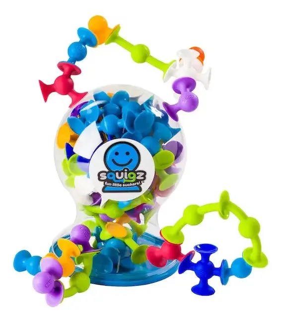 Brinquedo de sucção interativo Squigz Pop Its Fat Brain Toys 3 anos, mais de 50 figuras multicoloridas com caixa