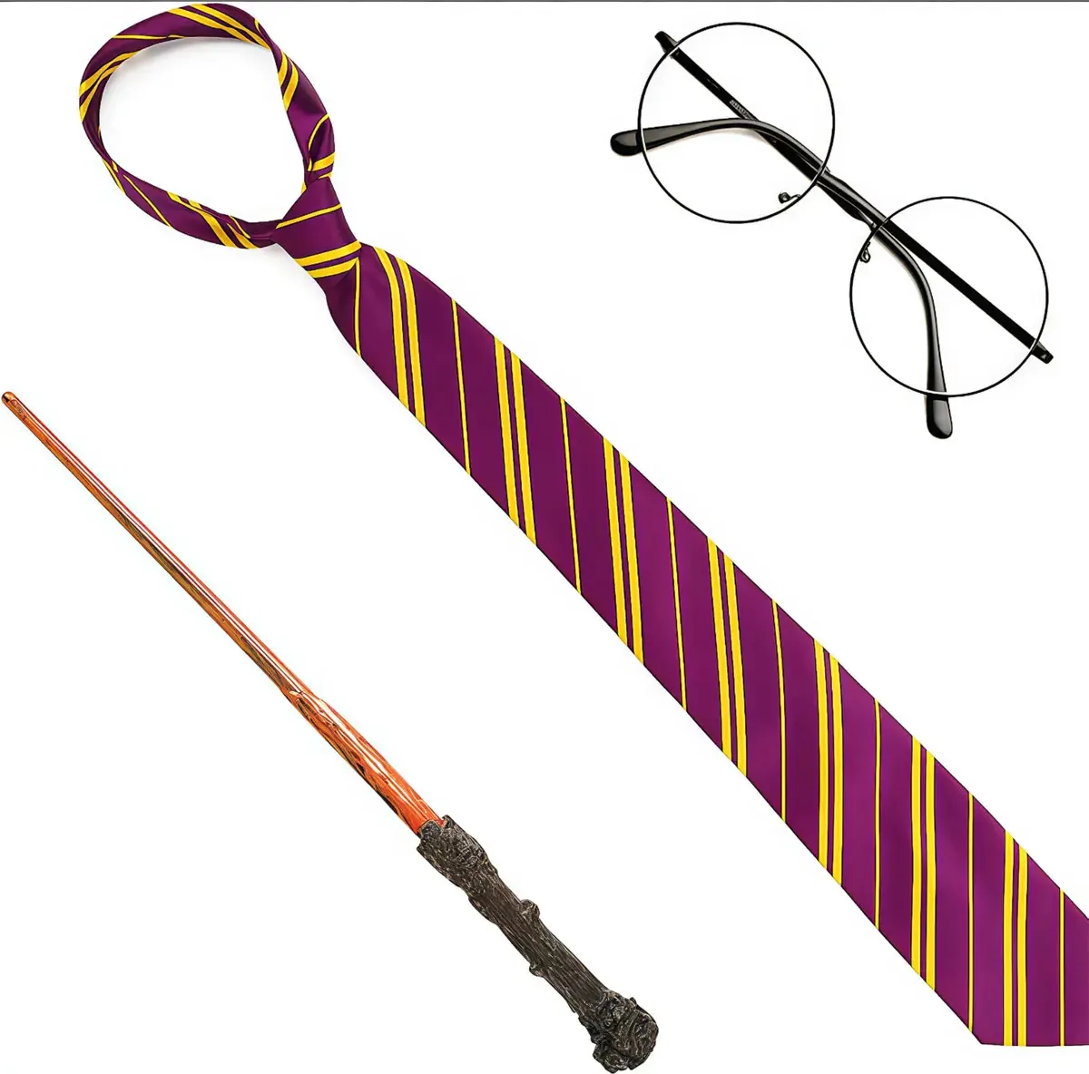 Conjunto de 3: Varinha, gravata e óculos de Harry Potter