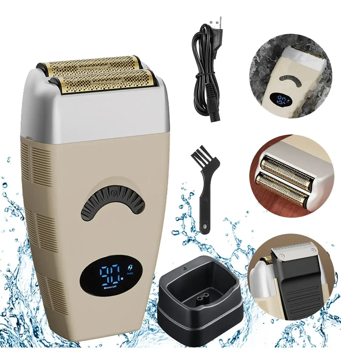 Barbeador de barba elétrico Ipx6 para barbeador de barba aquático masculino