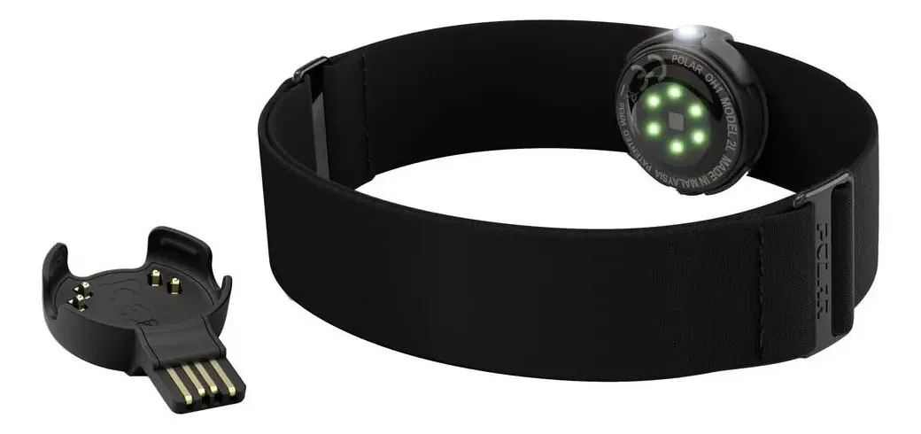 Braçadeira com sensor óptico de frequência cardíaca Polar Oh1 em cor preta