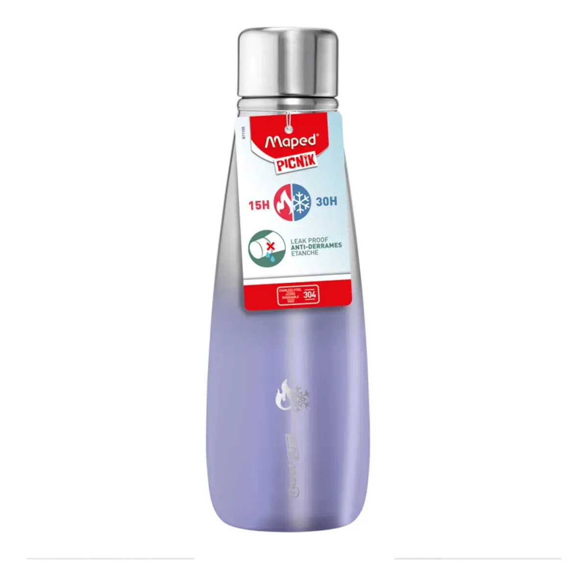 Garrafa térmica mapeada de 500 ml, calor frio, aço inoxidável, cor violeta