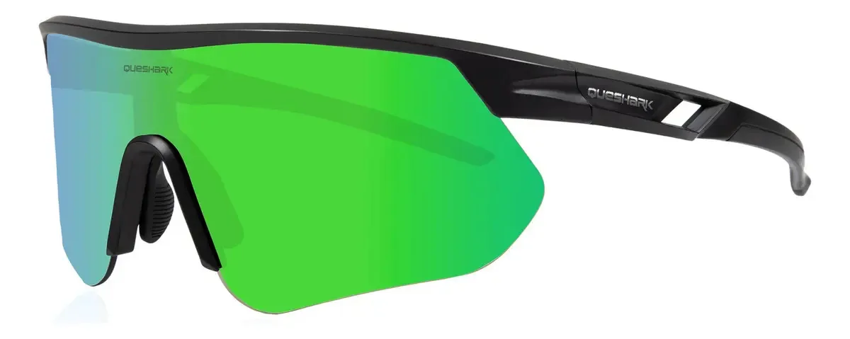 Óculos esportivos de ciclismo à prova de poeira Queshark Qe41 Uv400, moldura preta e verde