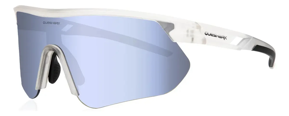 Óculos esportivos de ciclismo Queshark Uv400 à prova de poeira Qe41, cinza, prata, transparente