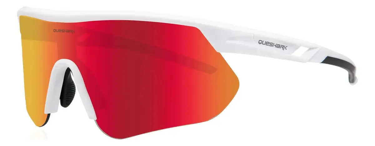 Óculos esportivos de ciclismo antipoeira Queshark Qe41 Uv400 com moldura branca e vermelha