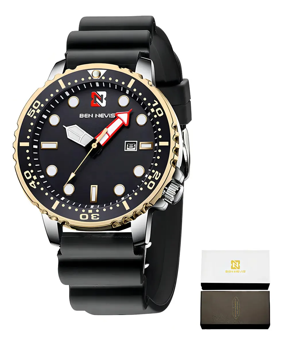 Relógio Esportivo De Quartzo Esportivo De Silicone Ben Nevis Cor Do Fundo Dourado