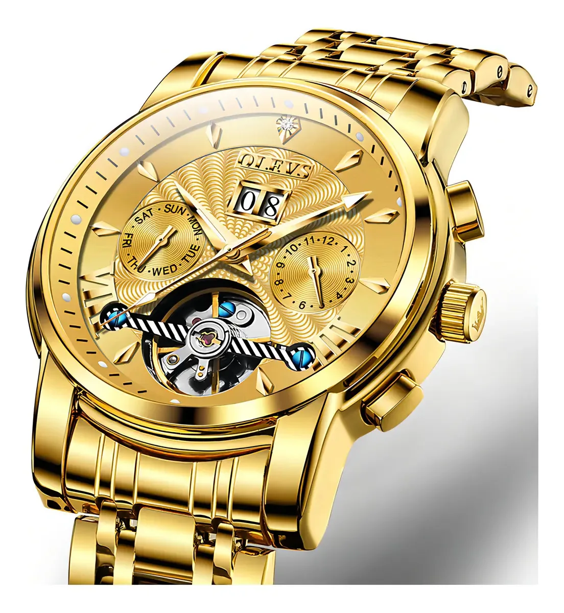Relógios mecânicos impermeáveis de luxo Olevs Gold Background Color