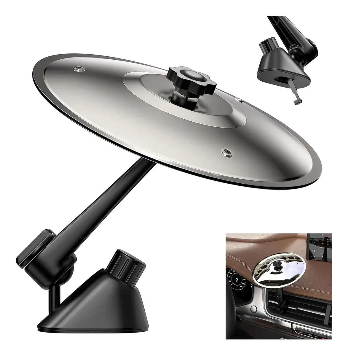 Crash Cymbal para ventilação automotiva — mini pratos profissionais de percussão para carros, design pneumático com base giratória, material metálico durável (incluindo adaptador universal para...