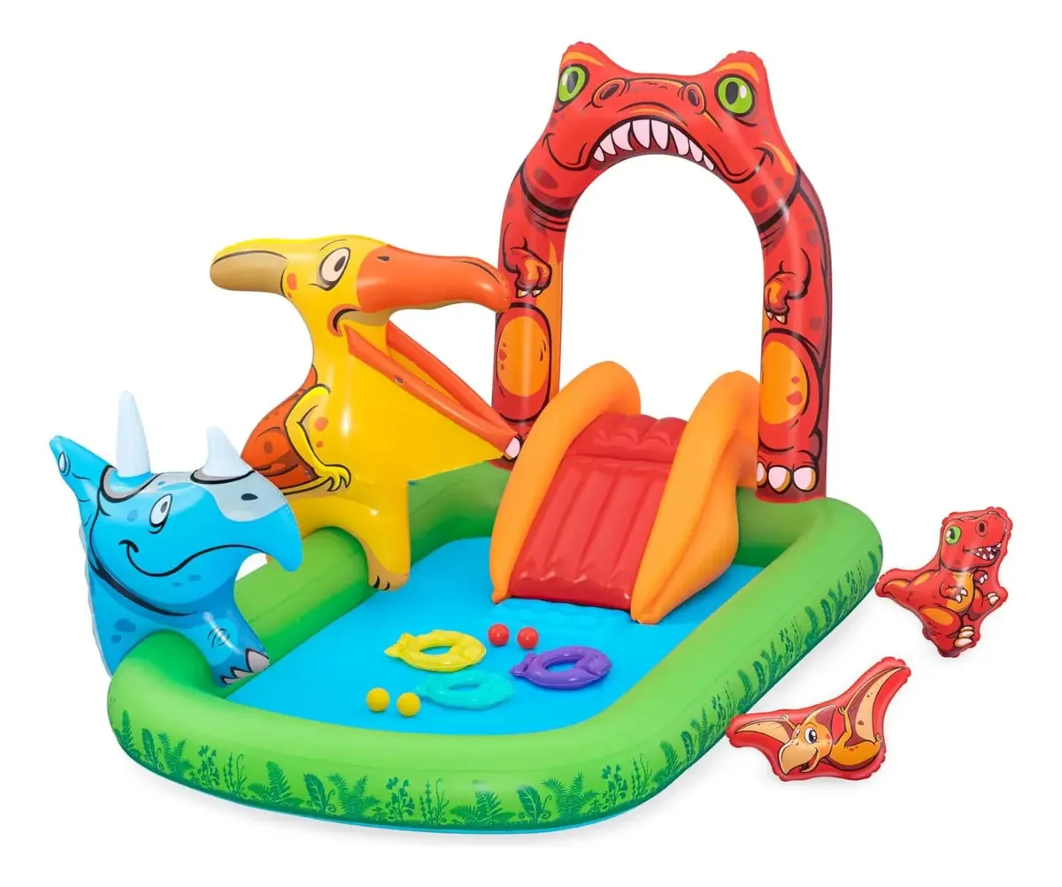 Centro de jogos com bolas e escorregador Piscina infantil inflável Piscina inflável Bestway Jurassic Splash 53160 190lt