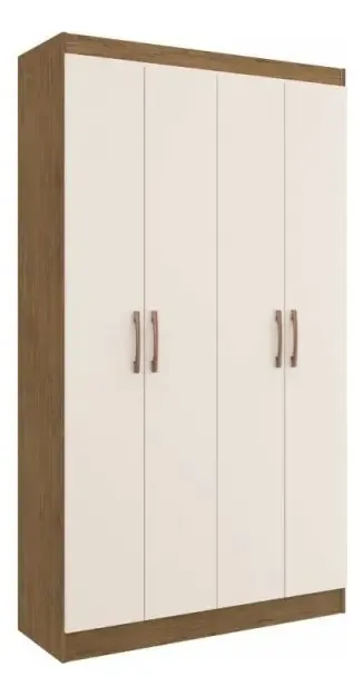 Armário multiuso, quarto, cozinha, biblioteca, prateleira, 4 portas com dobradiças, cor: nogueira/branco