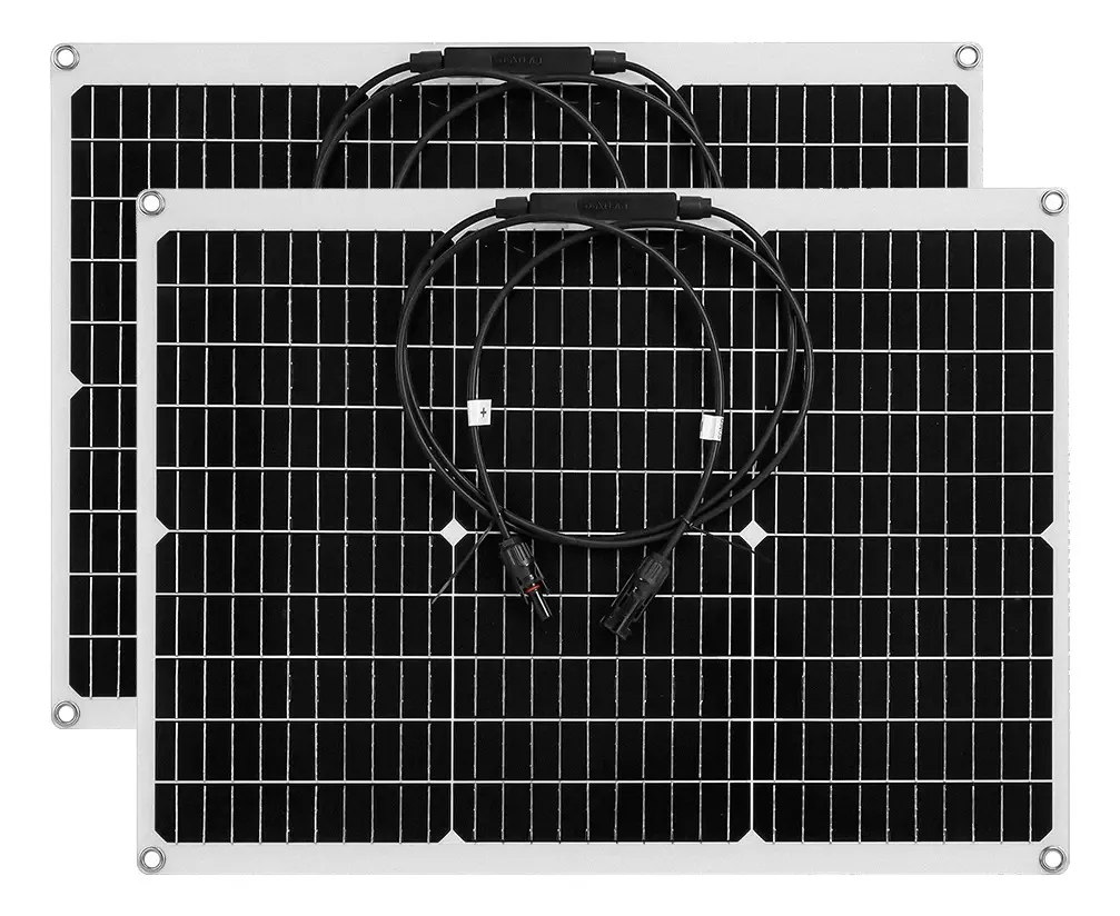 Painéis solares externos flexíveis portáteis Powmr 50w 22v 2, cor preta