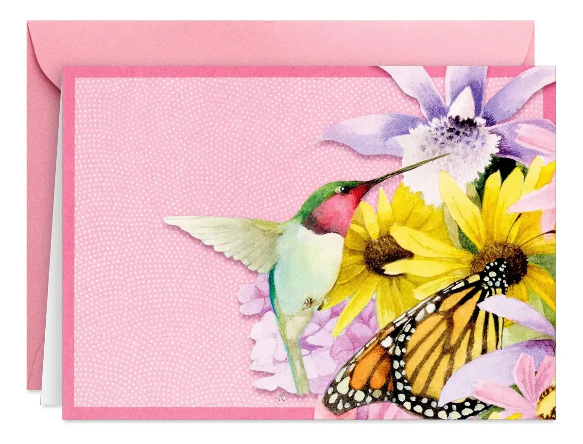 Cartões de Notas Florais em Branco com Envelopes 20 Unidades