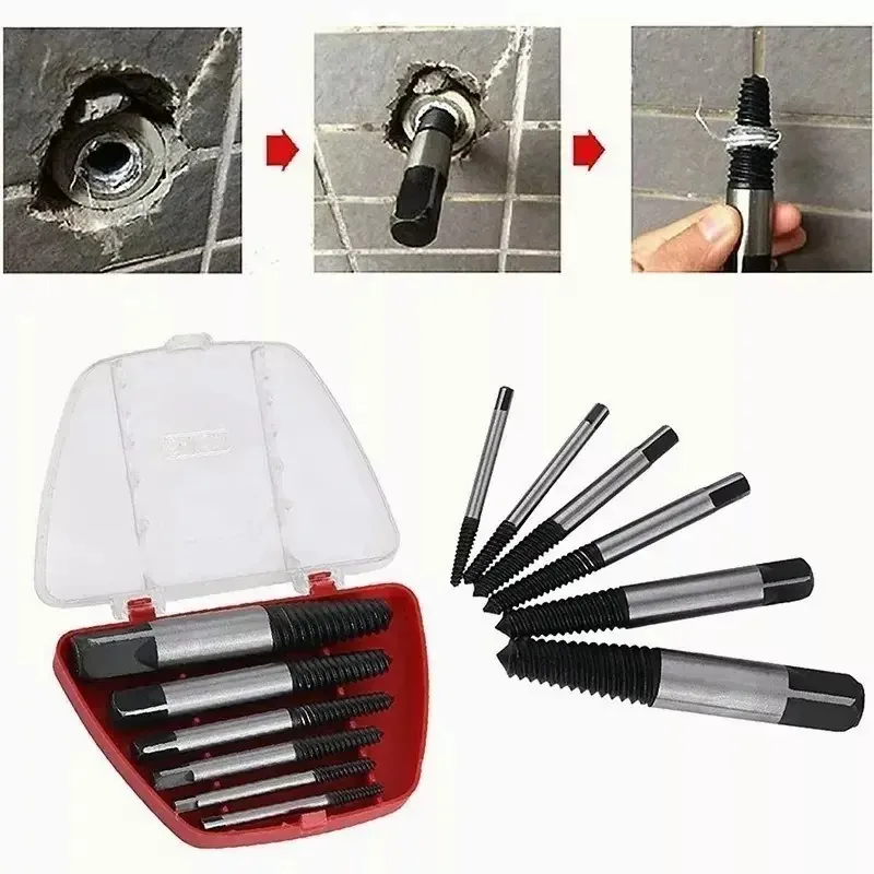Extratores de parafusos de aço roto Nilo Swept de 6 peças