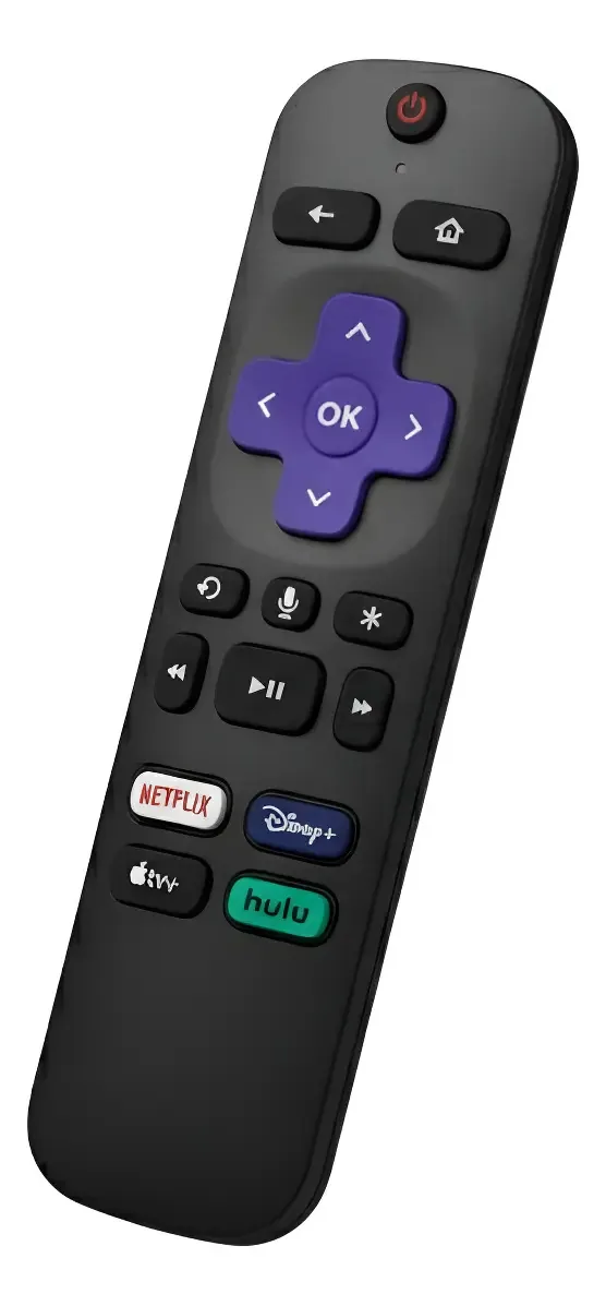 Controle remoto compatível com Roku com microfone preto