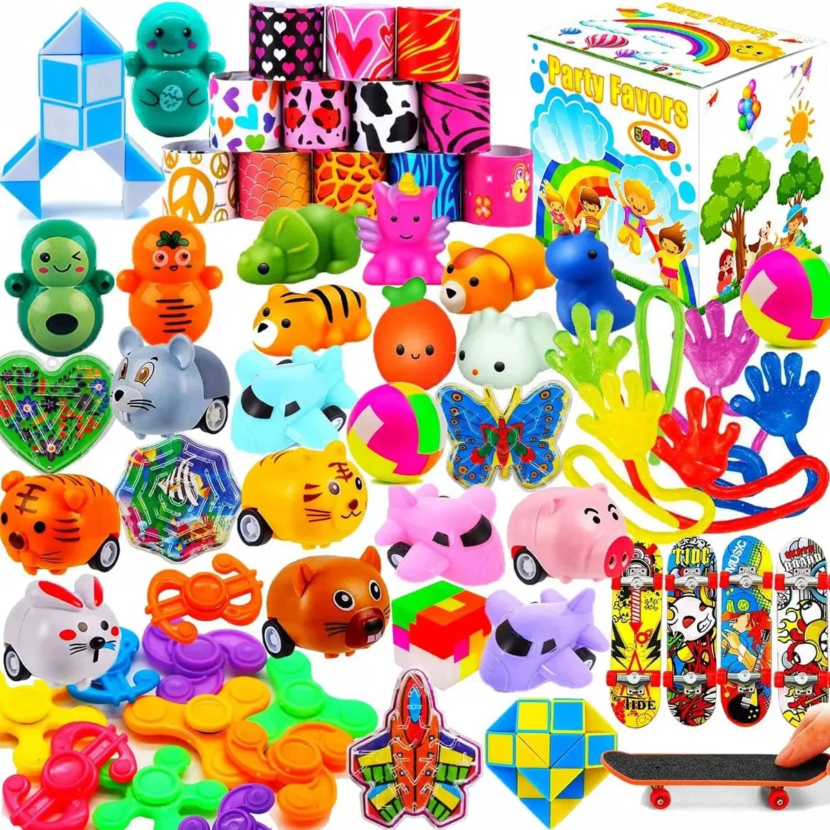 Conjunto de 58 Brinquedos para Festas de Aniversário Infantil, Brinquedos de Caixa do Tesouro, Sacos de Enchimento de Piñata, Prêmios para Sala de Aula, Prêmios em Massa do Baú