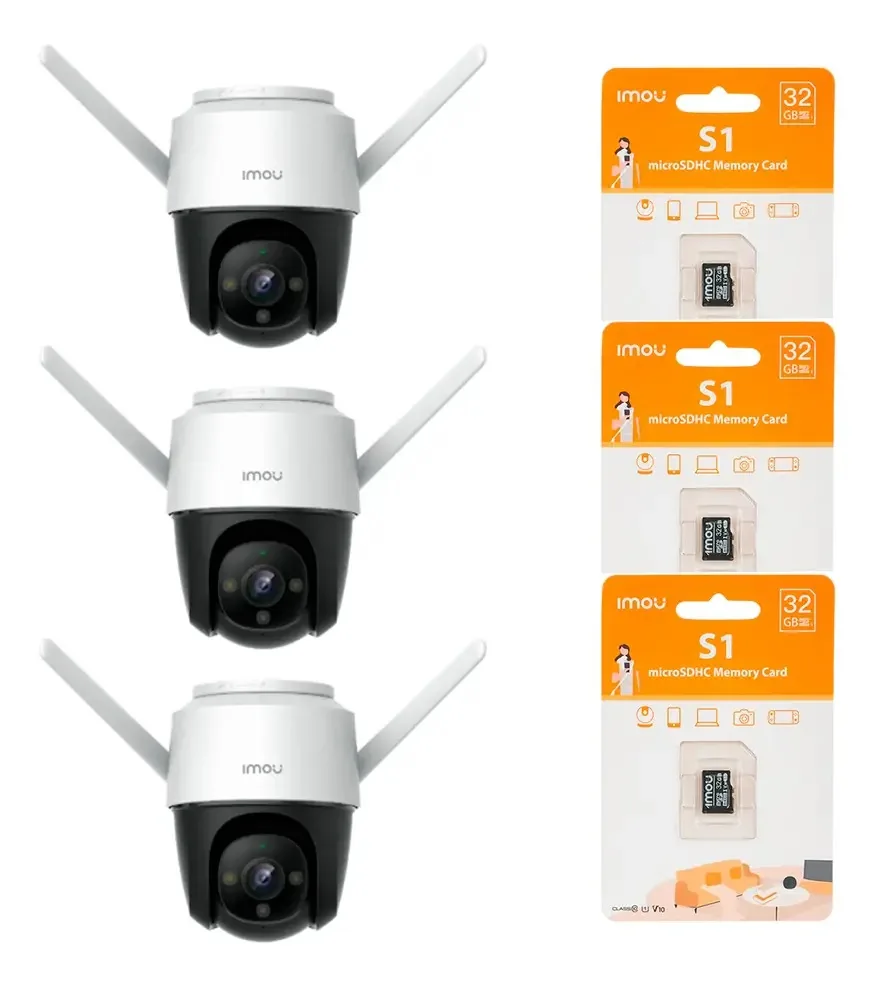 Kit 3 Câmera de Segurança Ipcruiser + Kit 3 Microsd 32gb Cor Branca