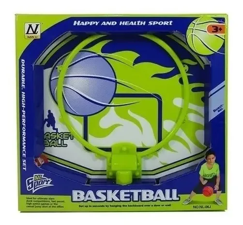 Brinquedo de basquete com tabuleiro e rede para parede