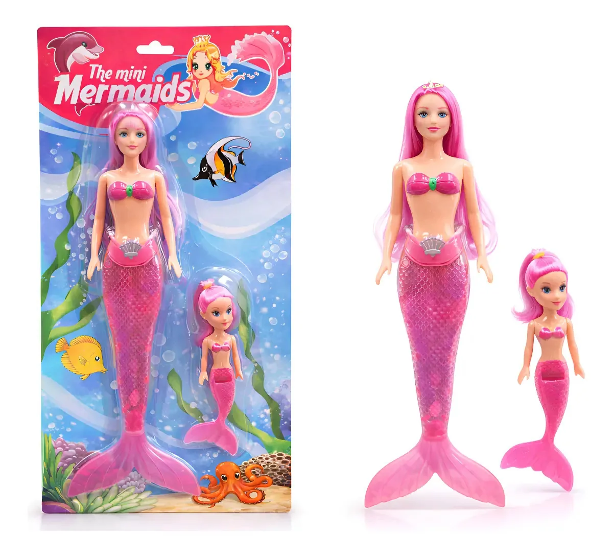 Boneca de brinquedo Giantoys Mermaid com acessórios e luz