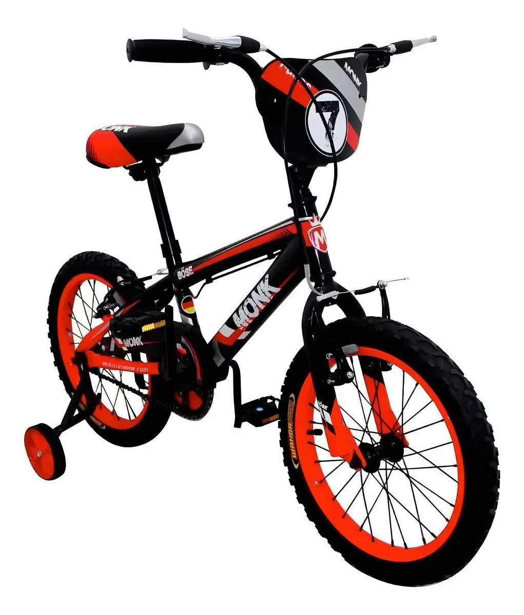 Freios BMX Monk Bose Cross 2020 R16 1v infantis, freios em V, cor vermelha com rodinhas