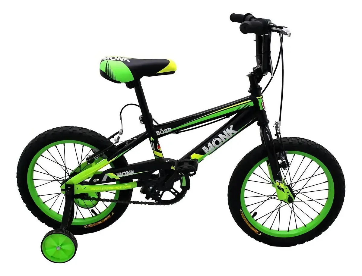 Freios BMX Monk Bose Cross 2020 R16 1v infantis, freios em V, cor verde com rodinhas