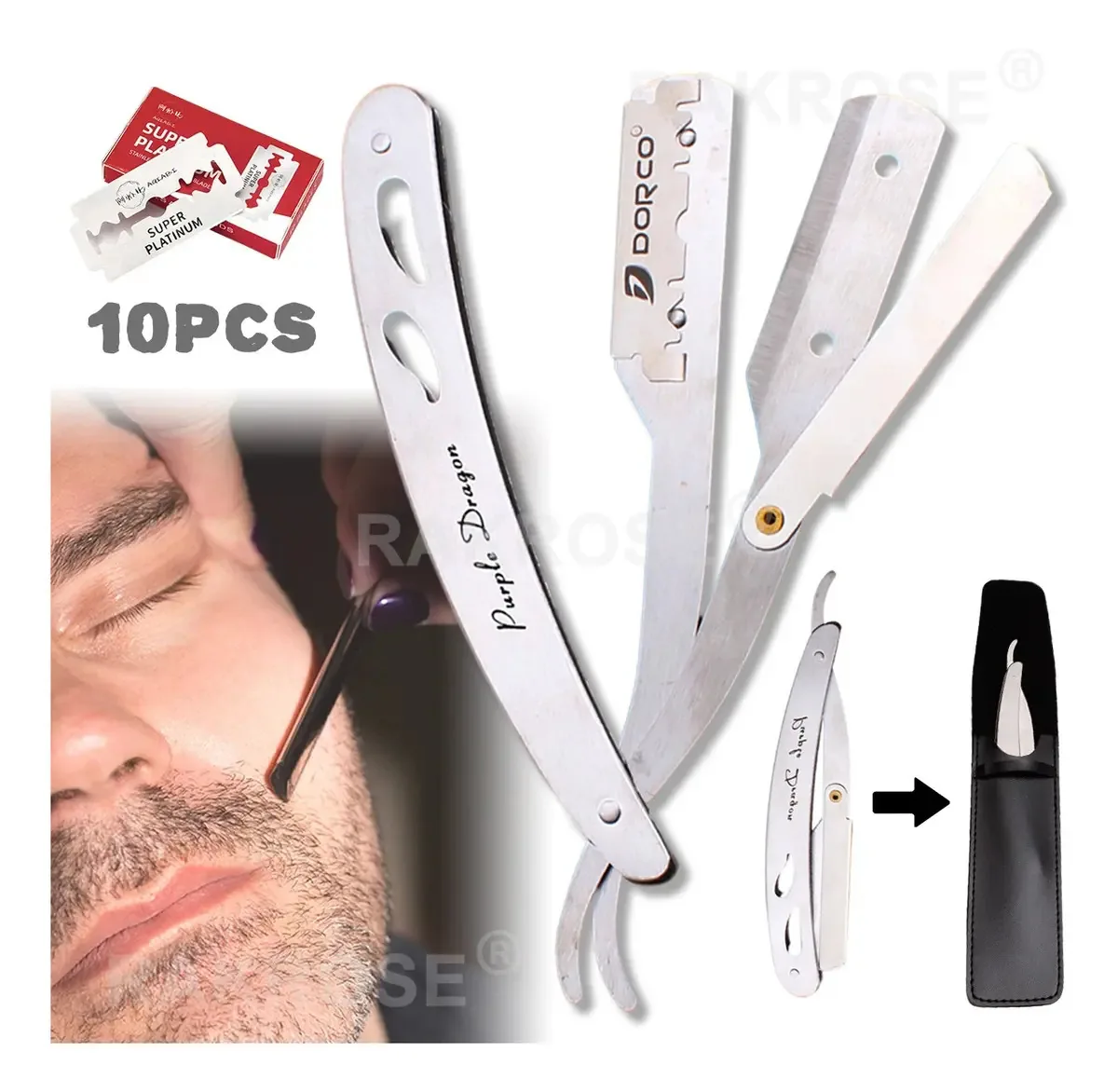 Porta-navalhas portátil para barbear, barbear, barbeiro, cor prateada