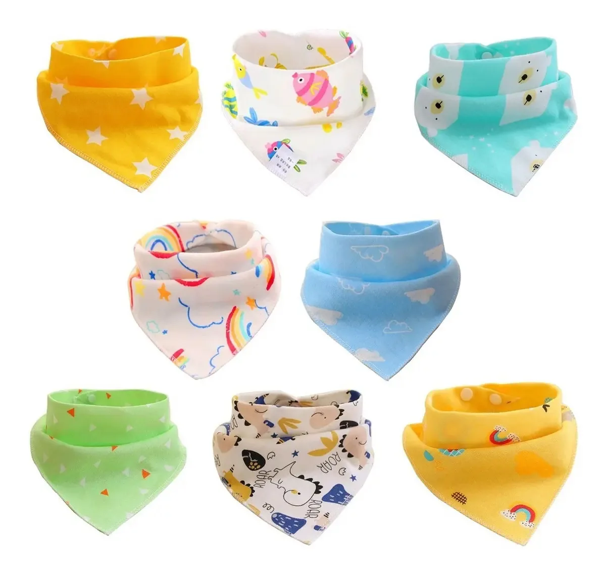 Babadores de algodão estilo bandana para recém-nascidos, 8 unidades. UM