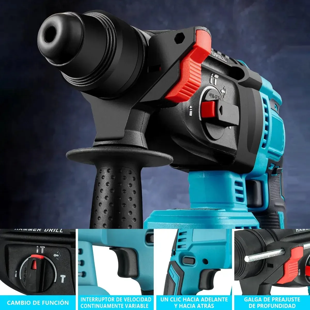 Martelo rotativo sem fio Shawty, martelos de demolição S0011b SDS, ferramentas elétricas de 1600 w, furadeira rotativa de 20 V com 2 baterias de 4,0 Ah e furadeiras de impacto