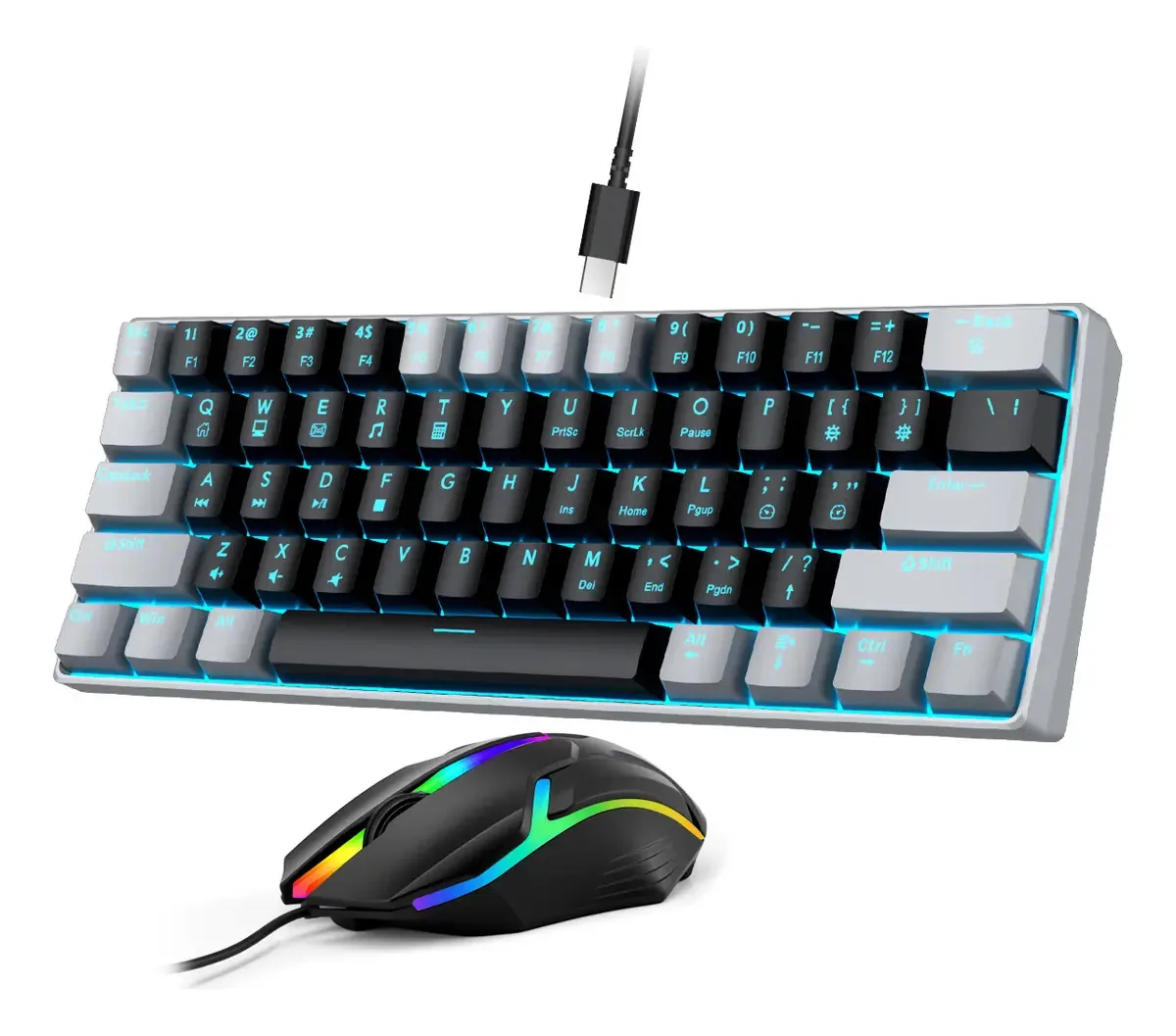 Teclado gamer Kinwodon QWERTY Outemu Red espanhol espanha cor teclados cinza para computadores com luz RGB