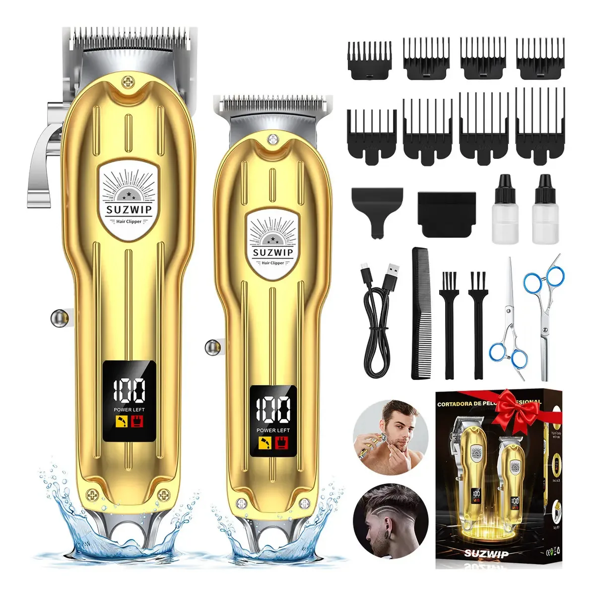2 peças de barba, barbeador e aparador de cabelo