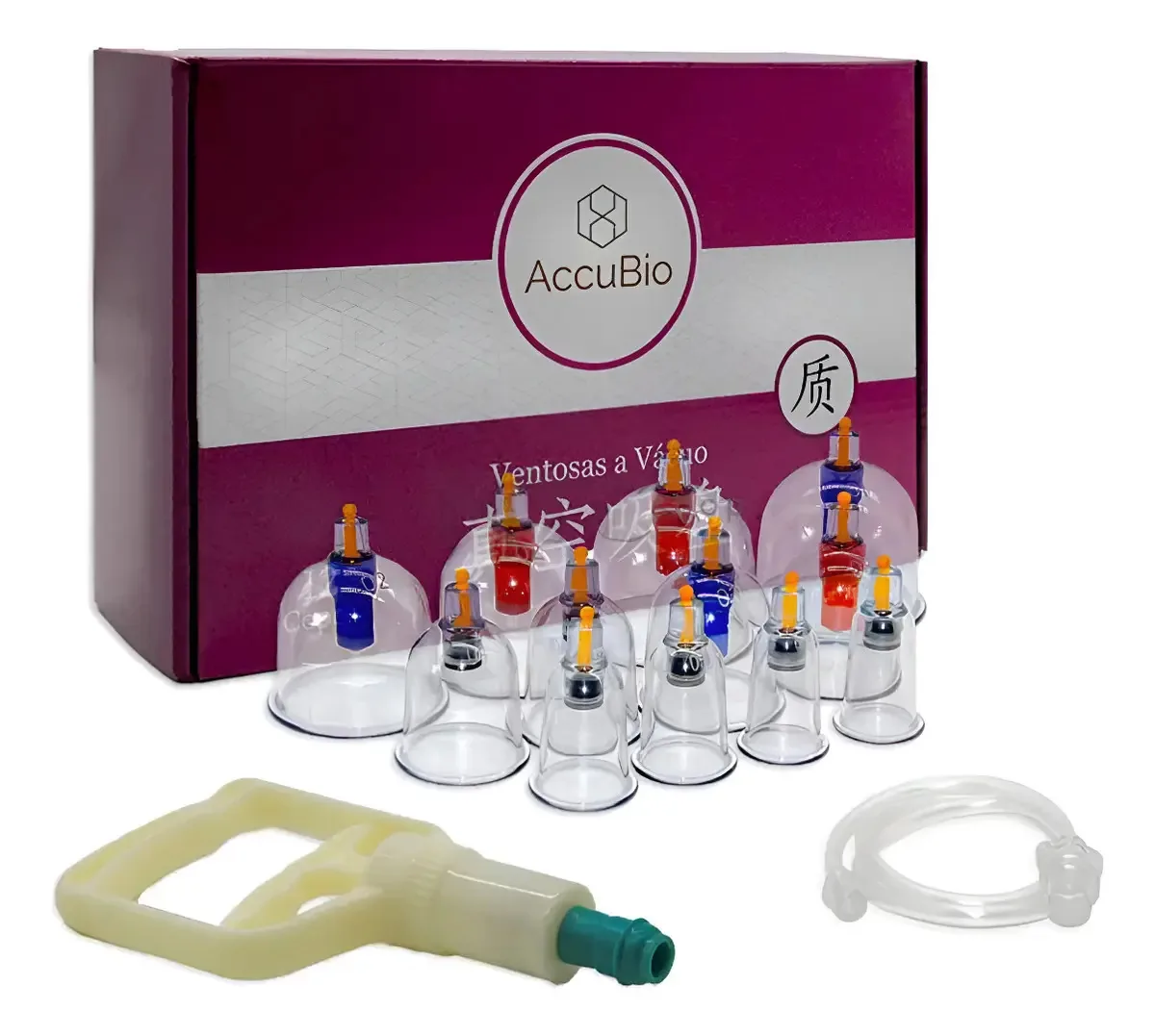 Kit Para Ventosaterapia C/ Pistola Accubio - 12 Copos