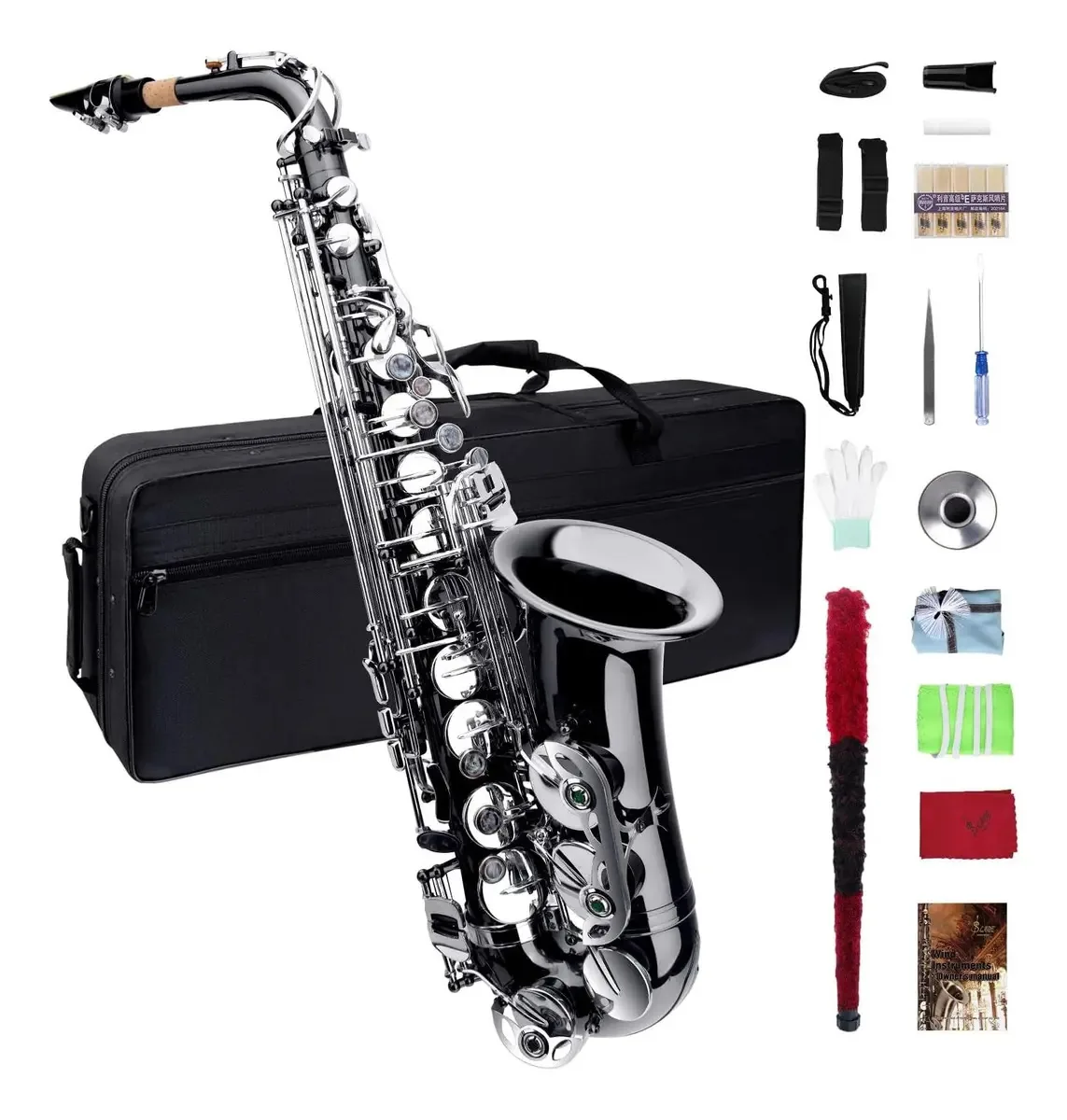 Saxofone alto curvo Meperg SKS01 Tudel - laca prateada