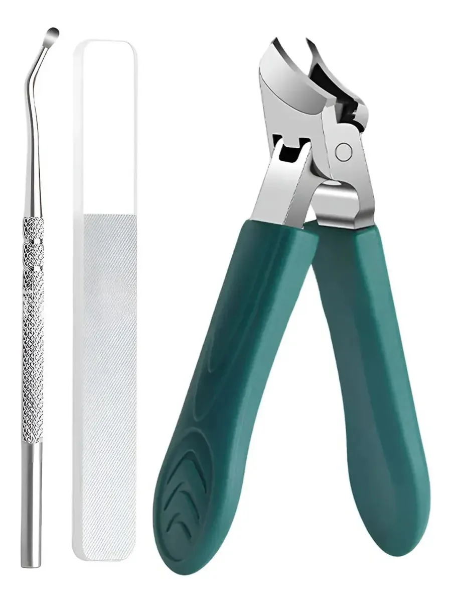 Cortador de Unhas Chanfrado, Kit de 3 Peças de Cortador de Unhas Chanfrado com Forma de Bico de Águia, Cortadores para Crescimento de Unhas Diagonalmente para Dentro para Unhas das Mãos e Pés Verde