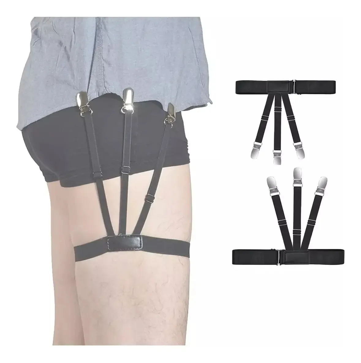 Sutiãs elásticos masculinos, alças para homens, sutiã elástico ajustável, tamanho único de escritório com braçadeiras antiderrapantes, preto cruzado, 1 par