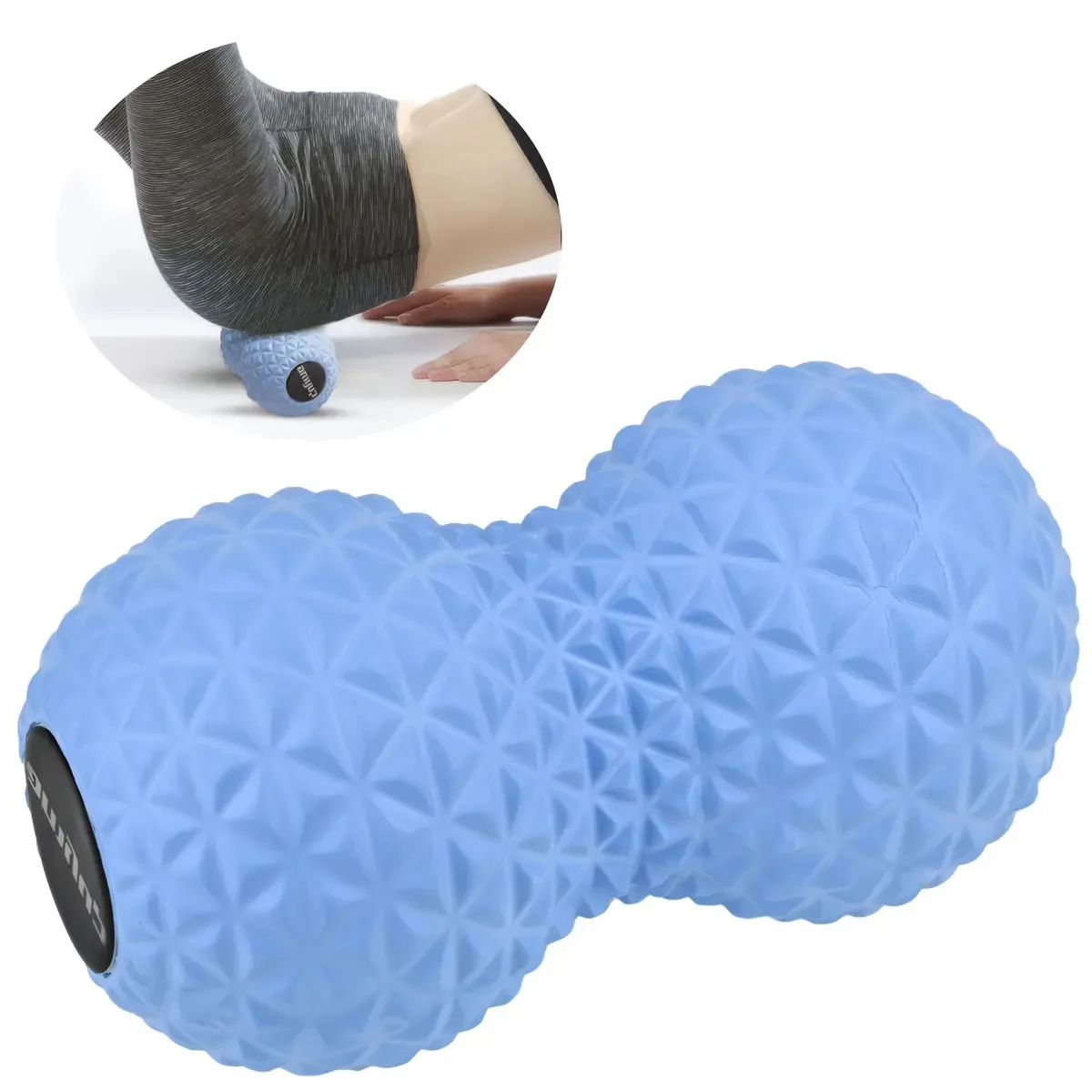 Rolo de massagem com rolo de espuma para ioga, exercícios musculares, aço azul
