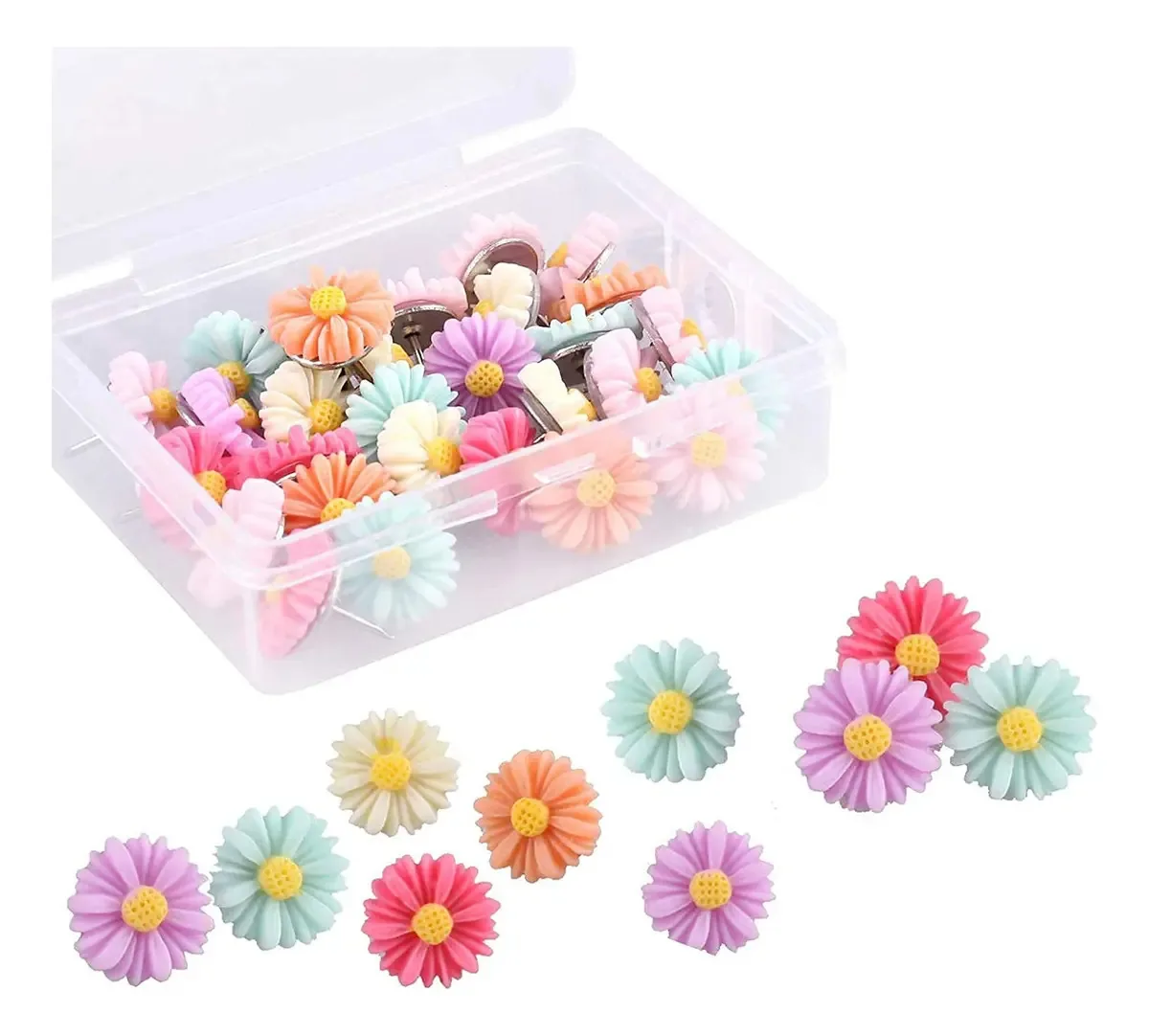 30 peças de alfinetes de flores decorativos coloridos