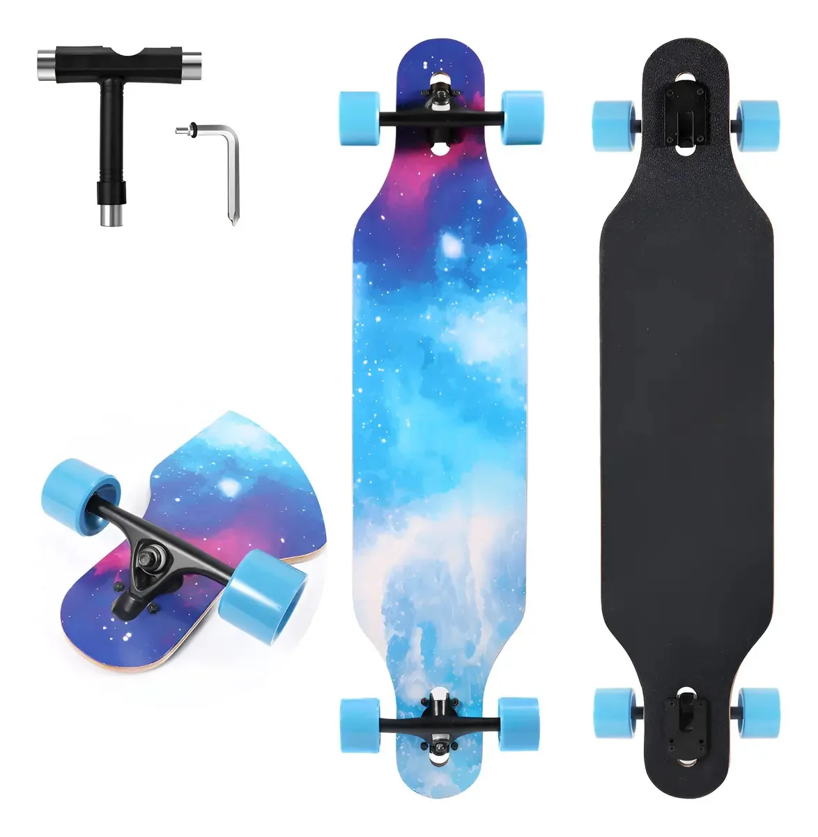 Longboard - skate de 41 polegadas de comprimento, Starry Sky Board