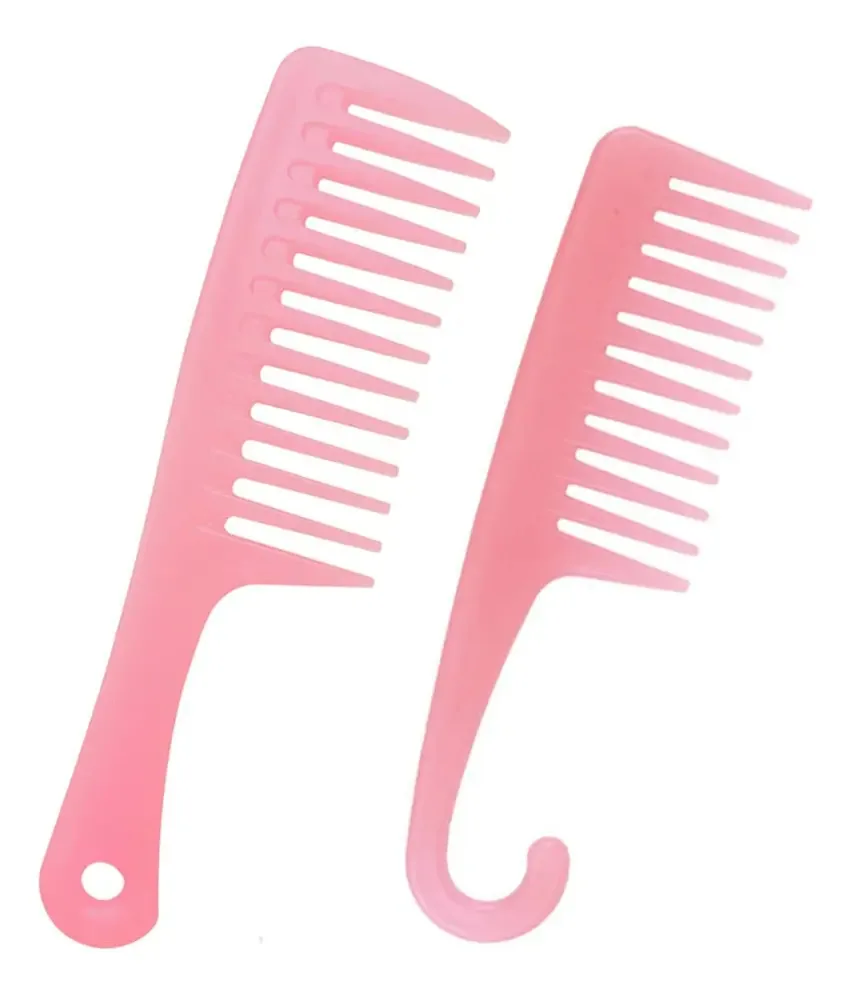 Ancgreen - 2 pentes de dentes largos, pente desembaraçador,. Cor: Rosa