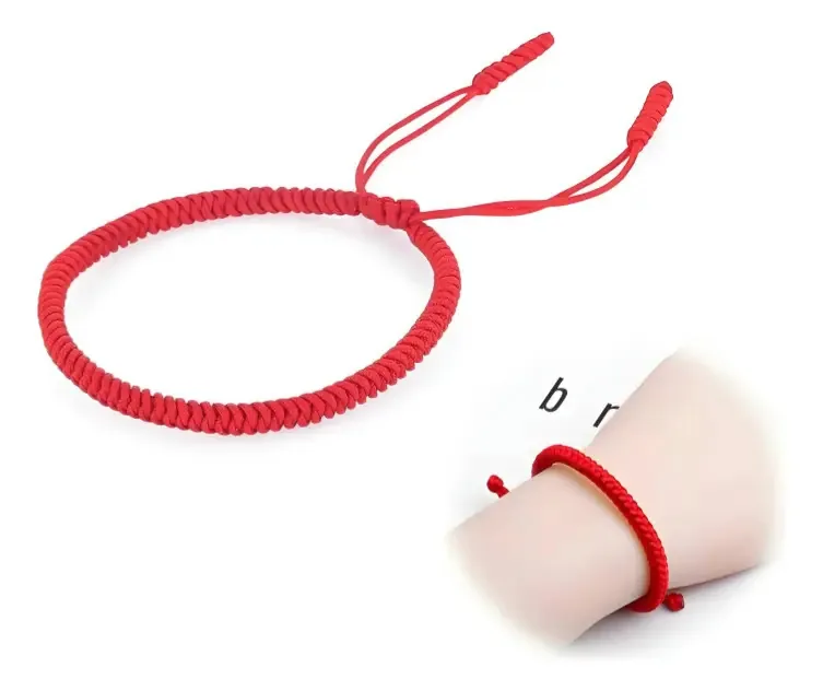Pulseira tibetana vermelha Veeiinte, feita à mão, amuleto (proteção)