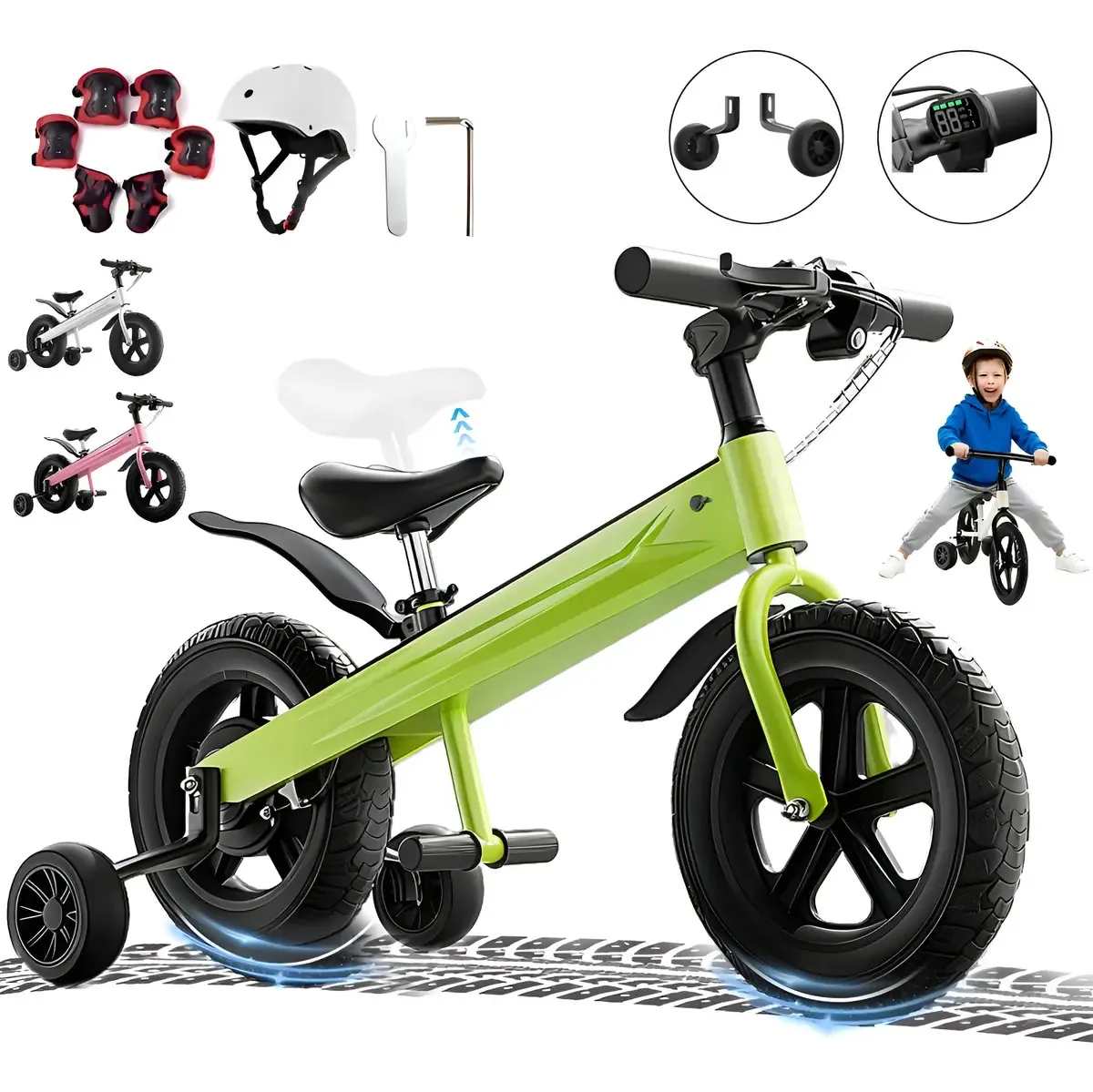 Bicicleta elétrica infantil de equilíbrio - verde