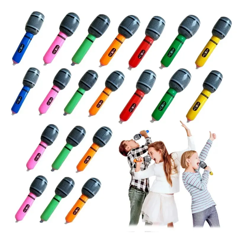 Microfones infláveis Velstron 20, 25 cm, cores, festa, batucada, karaokê