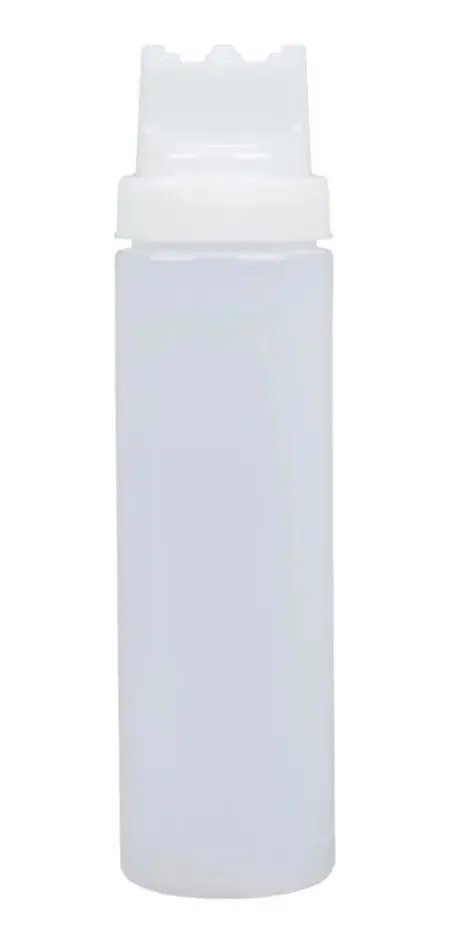 Frasco dispensador de molho de maionese de 24 onças, saída tripla, cor transparente