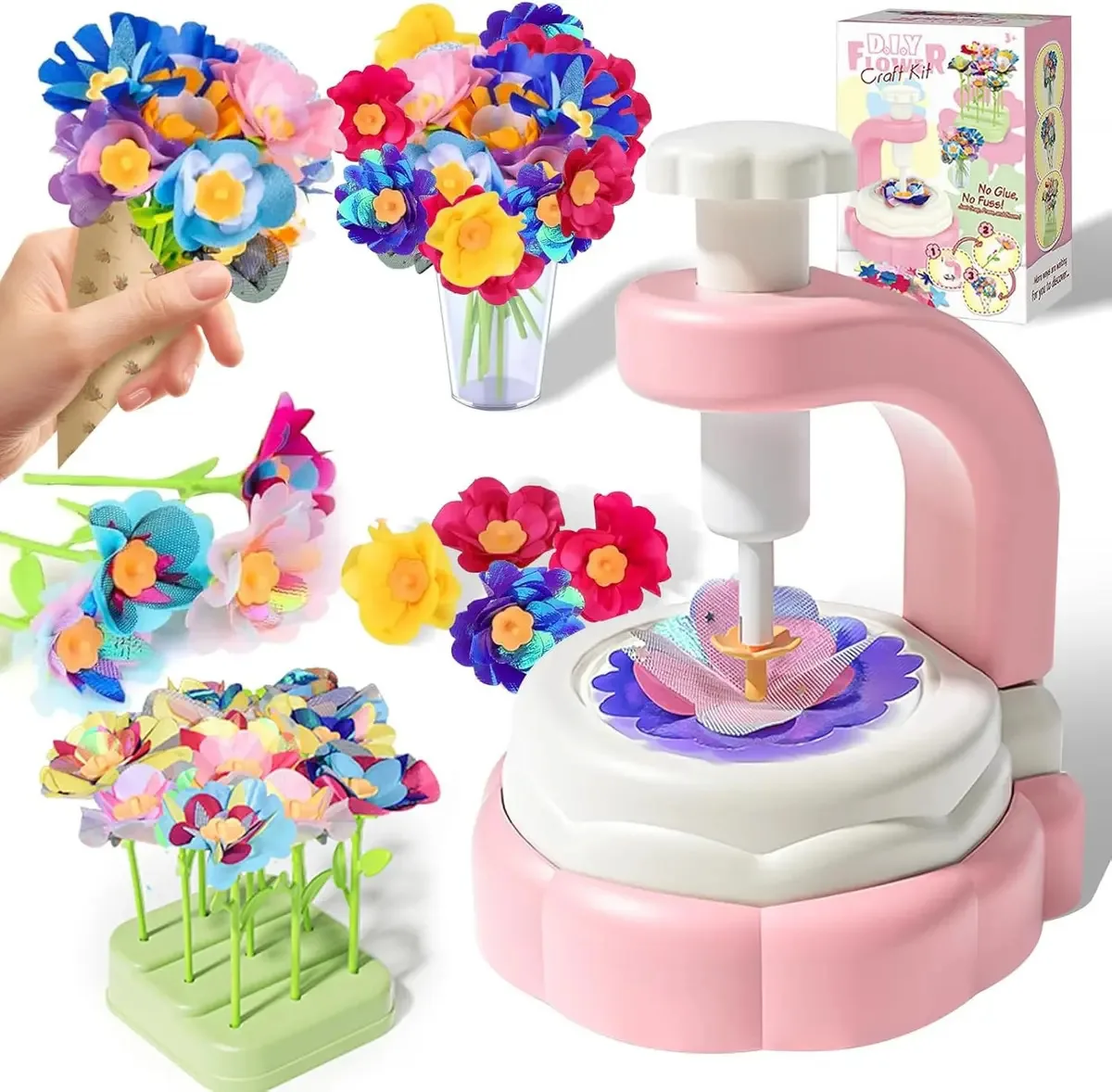 Kits de artesanato e buquês de flores de brinquedo para crianças