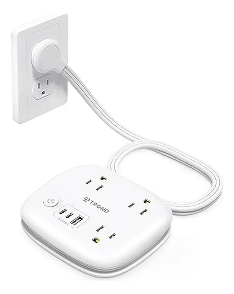 Tira de alimentação plana Trond com 3 soquetes e 3 portas USB compactas