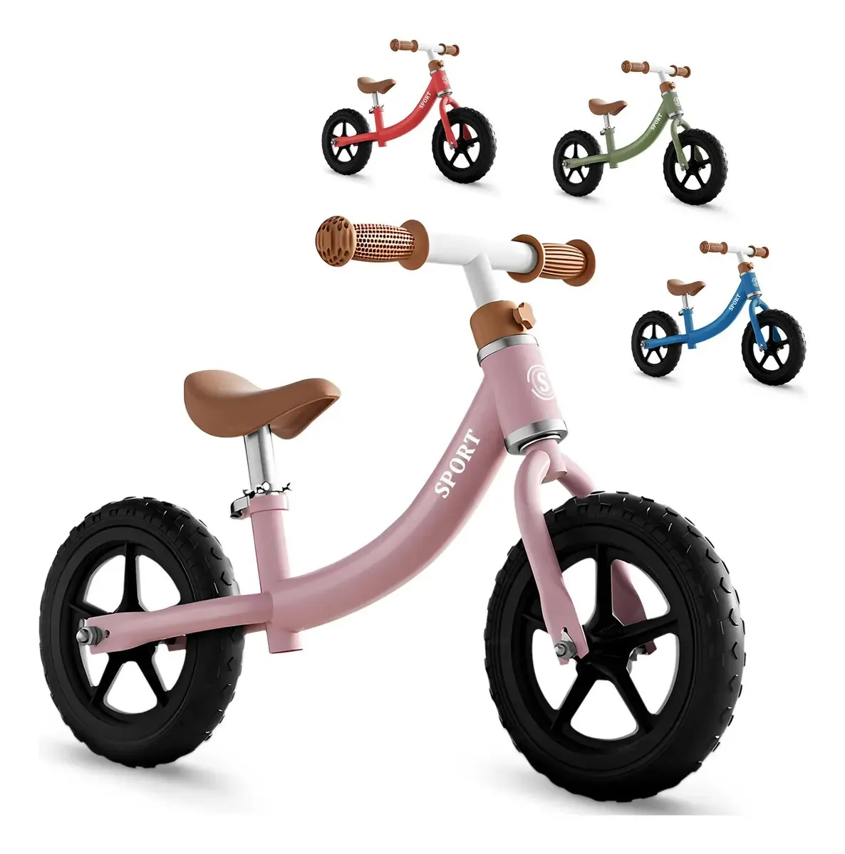 Bicicleta de equilíbrio infantil sem pedais ajustável rosa