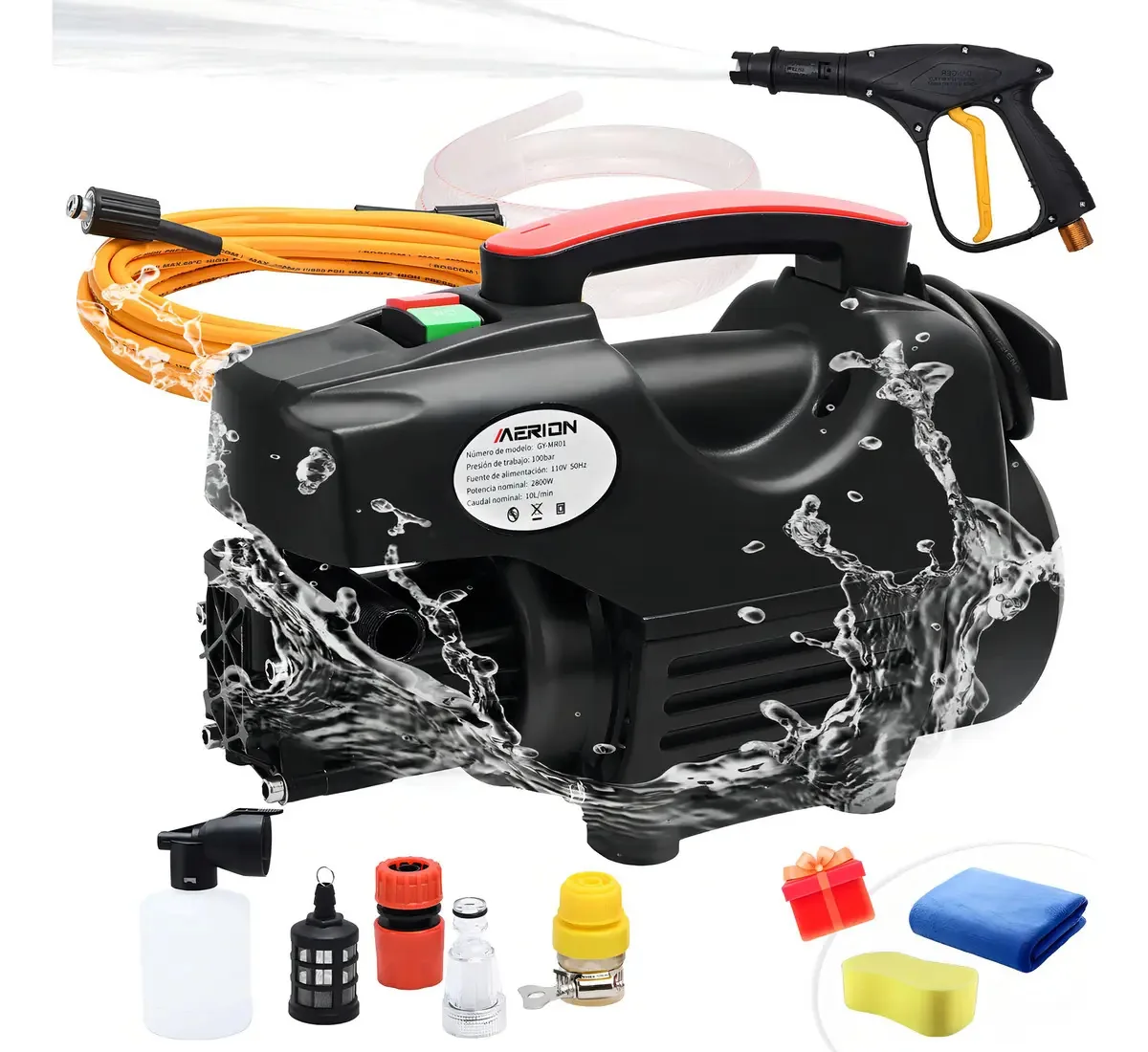 Lavadora de pressão elétrica 2800w Pressão máxima 7m Cor preta